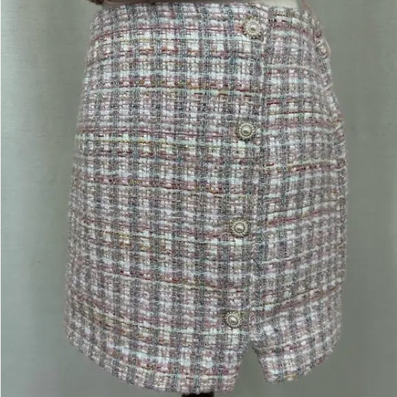 House of Harlow 1960 Boucle Tweed Mini Skirt Set w Pearl Buttons - Picture 2 of 4